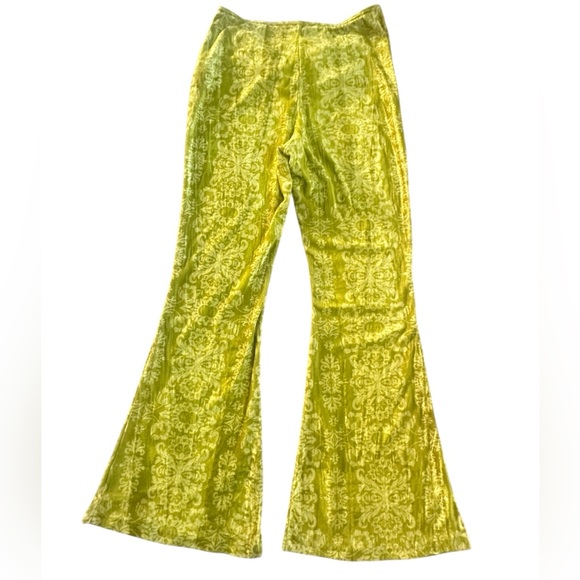 Urban Outfitters Lime Green Velvet Flare Wide Leg Pants - Picture 2 of 8
